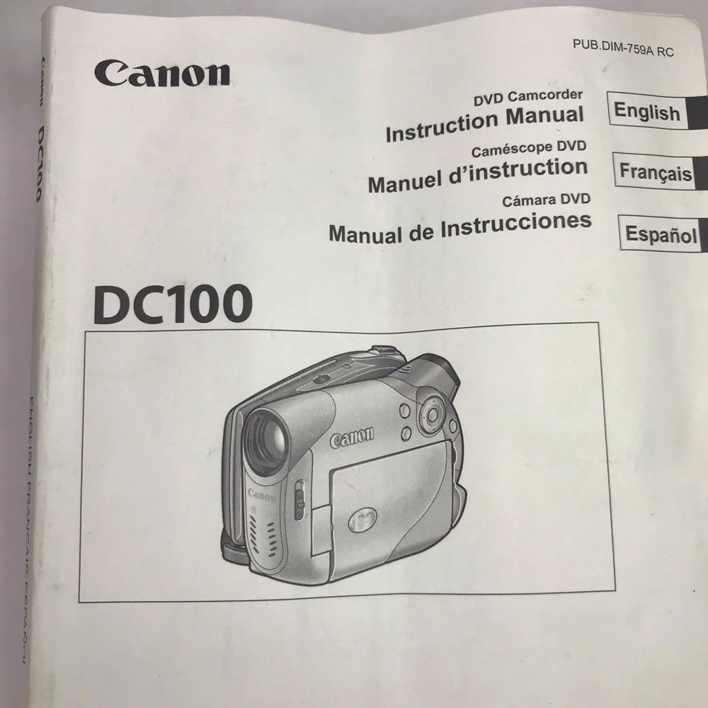 Canon DC100 DVD Camcorder 25x Optical Zoom Battery Charging Cord Tested Works